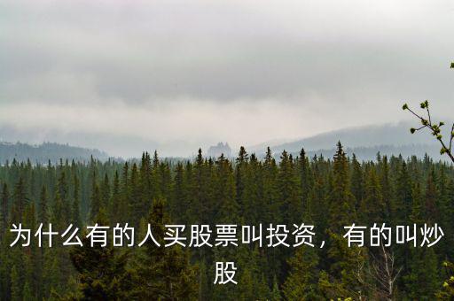 為什么有的人買股票叫投資，有的叫炒股