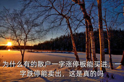 為什么有的散戶一字漲停板能買(mǎi)進(jìn)，一字跌停能賣(mài)出，這是真的嗎
