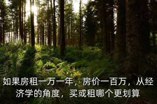 如果房租一萬一年，房價(jià)一百萬，從經(jīng)濟(jì)學(xué)的角度，買或租哪個(gè)更劃算