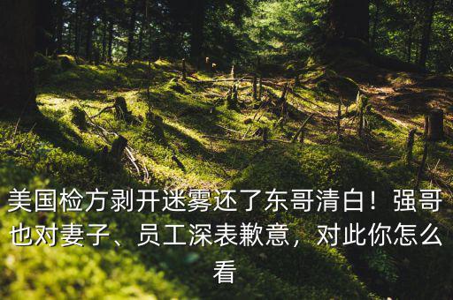 美國檢方剝開迷霧還了東哥清白！強(qiáng)哥也對妻子、員工深表歉意，對此你怎么看