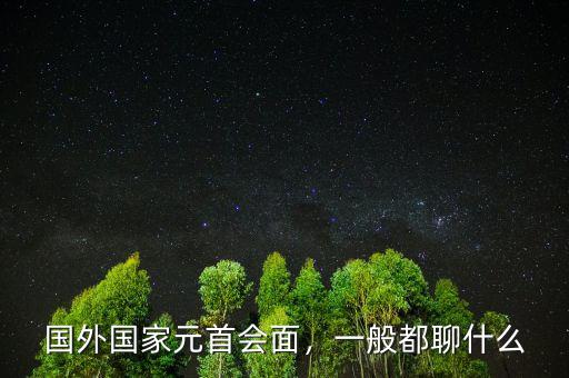 國外國家元首會面，一般都聊什么