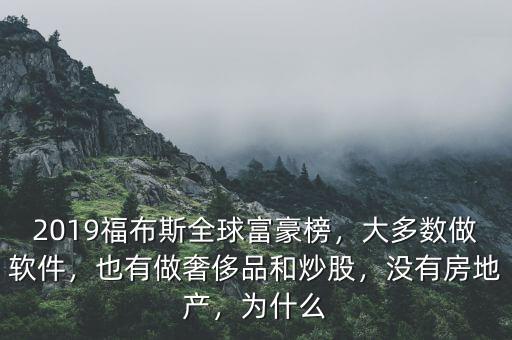 2019福布斯全球富豪榜，大多數(shù)做軟件，也有做奢侈品和炒股，沒有房地產(chǎn)，為什么