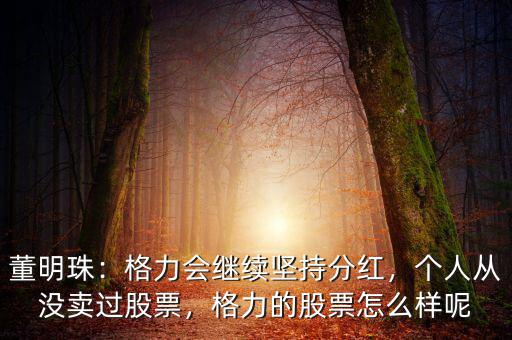 董明珠：格力會繼續(xù)堅持分紅，個人從沒賣過股票，格力的股票怎么樣呢