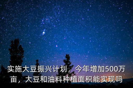 實施大豆振興計劃，今年增加500萬畝，大豆和油料種植面積能實現(xiàn)嗎