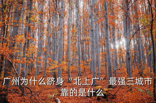 廣州為什么躋身“北上廣”最強三城市，靠的是什么