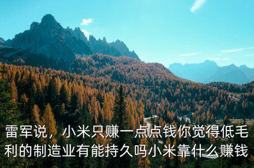 雷軍說，小米只賺一點點錢你覺得低毛利的制造業(yè)有能持久嗎小米靠什么賺錢