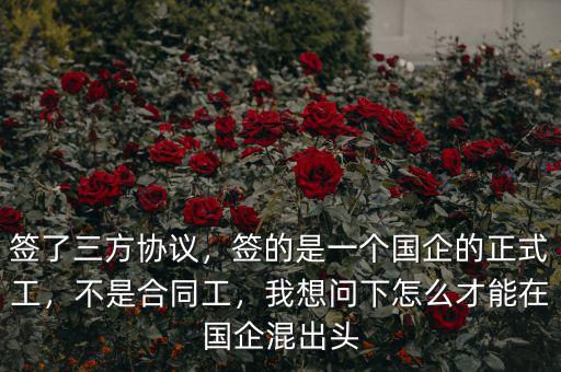 簽了三方協議，簽的是一個國企的正式工，不是合同工，我想問下怎么才能在國企混出頭