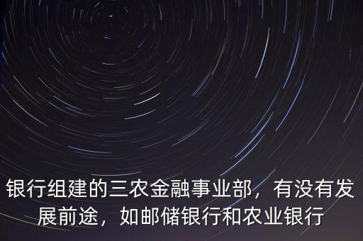 銀行組建的三農(nóng)金融事業(yè)部，有沒有發(fā)展前途，如郵儲銀行和農(nóng)業(yè)銀行