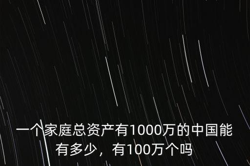 一個(gè)家庭總資產(chǎn)有1000萬(wàn)的中國(guó)能有多少，有100萬(wàn)個(gè)嗎
