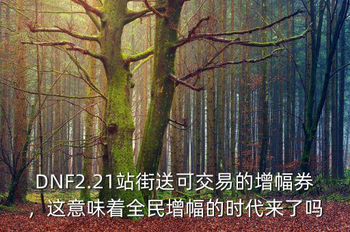 DNF2.21站街送可交易的增幅券，這意味著全民增幅的時代來了嗎