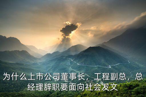 為什么上市公司董事長，工程副總，總經(jīng)理辭職要面向社會發(fā)文