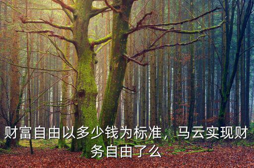 財富自由以多少錢為標(biāo)準(zhǔn)，馬云實現(xiàn)財務(wù)自由了么
