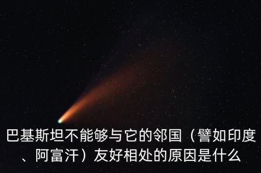 巴基斯坦不能夠與它的鄰國（譬如印度、阿富汗）友好相處的原因是什么