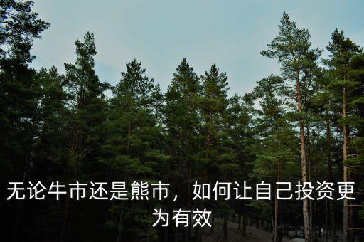 無論牛市還是熊市，如何讓自己投資更為有效