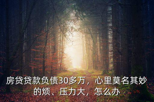 房貸貸款負(fù)債30多萬(wàn)，心里莫名其妙的煩、壓力大，怎么辦