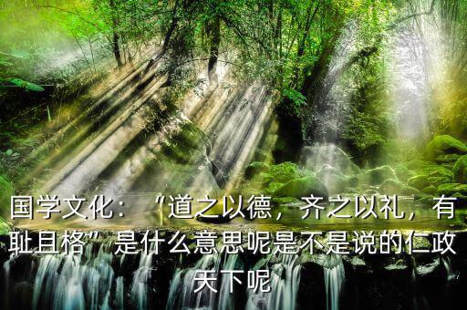國(guó)學(xué)文化：“道之以德，齊之以禮，有恥且格”是什么意思呢是不是說(shuō)的仁政天下呢