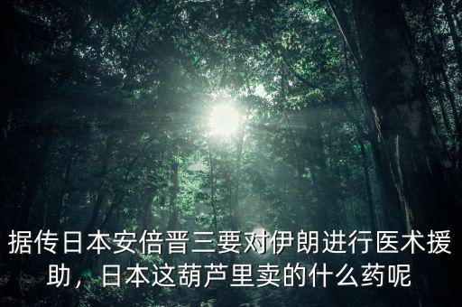 據(jù)傳日本安倍晉三要對伊朗進行醫(yī)術援助，日本這葫蘆里賣的什么藥呢
