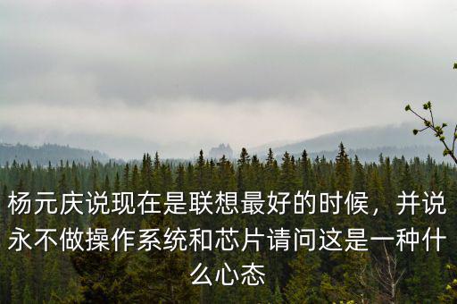 楊元慶說現(xiàn)在是聯(lián)想最好的時候，并說永不做操作系統(tǒng)和芯片請問這是一種什么心態(tài)