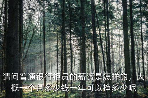 請(qǐng)問(wèn)普通銀行柜員的薪資是怎樣的，大概一個(gè)月多少錢(qián)一年可以?huà)甓嗌倌? class=