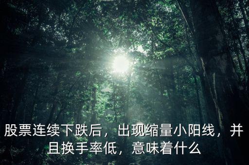 股票連續(xù)下跌后，出現(xiàn)縮量小陽線，并且換手率低，意味著什么
