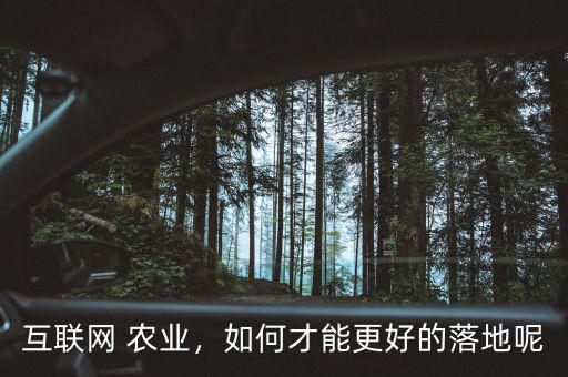 互聯(lián)網(wǎng) 農(nóng)業(yè)，如何才能更好的落地呢