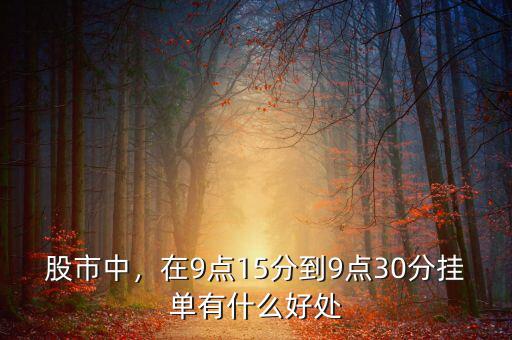 股市中，在9點(diǎn)15分到9點(diǎn)30分掛單有什么好處