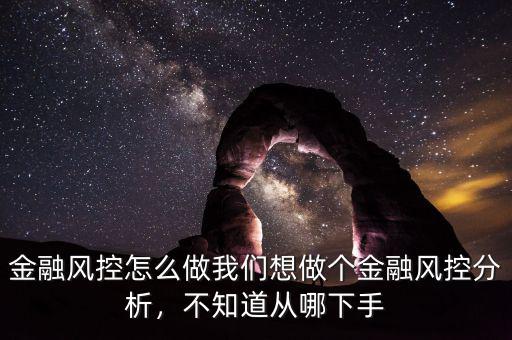金融風控怎么做我們想做個金融風控分析，不知道從哪下手