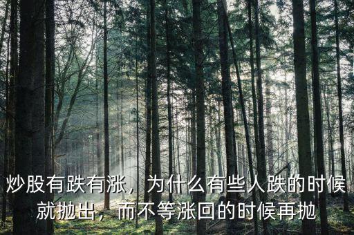 炒股有跌有漲，為什么有些人跌的時(shí)候就拋出，而不等漲回的時(shí)候再拋