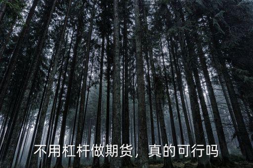不用杠桿做期貨，真的可行嗎