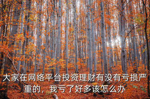 大家在網(wǎng)絡平臺投資理財有沒有虧損嚴重的，我虧了好多該怎么辦