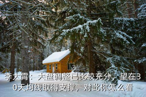 李大霄：大盤調(diào)整已比較充分，望在30天均線取得支撐，對此你怎么看