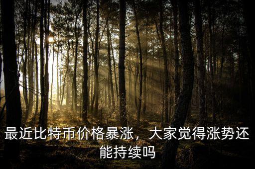 最近比特幣價(jià)格暴漲，大家覺(jué)得漲勢(shì)還能持續(xù)嗎