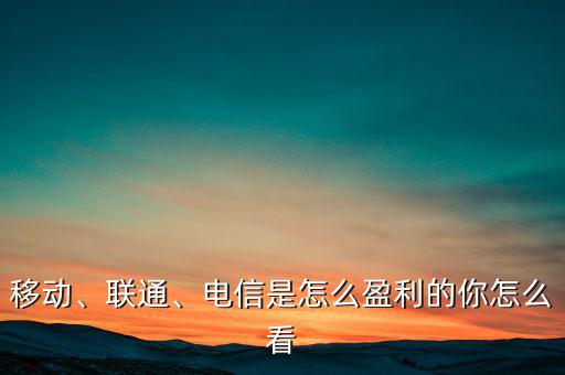 移動、聯(lián)通、電信是怎么盈利的你怎么看