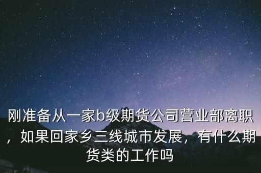 剛準(zhǔn)備從一家b級(jí)期貨公司營(yíng)業(yè)部離職，如果回家鄉(xiāng)三線城市發(fā)展，有什么期貨類的工作嗎
