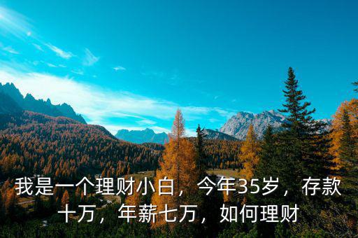 我是一個理財小白，今年35歲，存款十萬，年薪七萬，如何理財