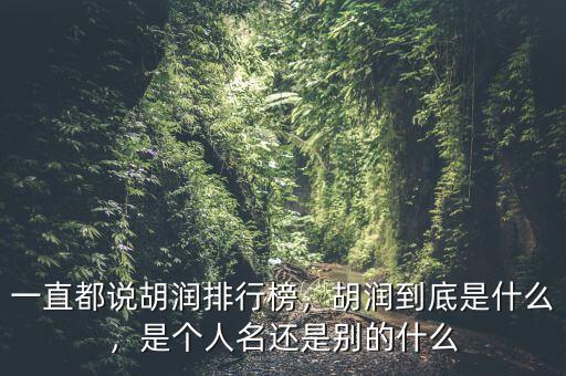 一直都說胡潤(rùn)排行榜，胡潤(rùn)到底是什么，是個(gè)人名還是別的什么