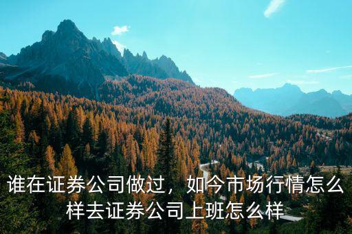 誰(shuí)在證券公司做過，如今市場(chǎng)行情怎么樣去證券公司上班怎么樣