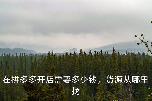 在拼多多開店需要多少錢，貨源從哪里找