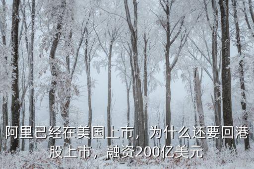 阿里已經(jīng)在美國上市，為什么還要回港股上市，融資200億美元