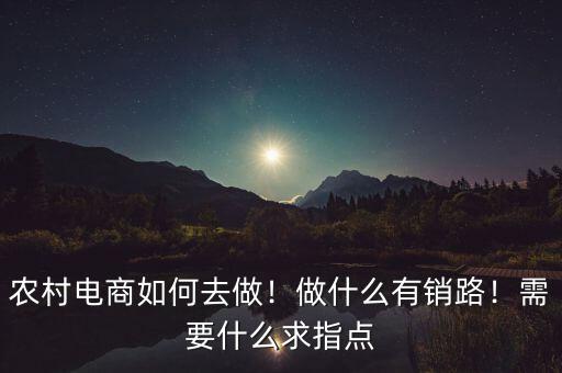 農(nóng)村電商如何去做！做什么有銷(xiāo)路！需要什么求指點(diǎn)