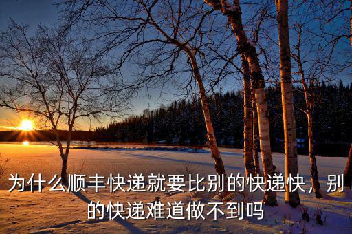為什么順豐快遞就要比別的快遞快，別的快遞難道做不到嗎