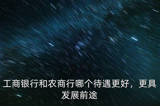 工商銀行和農(nóng)商行哪個(gè)待遇更好，更具發(fā)展前途