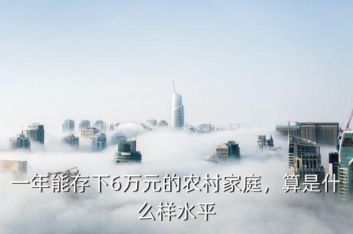 一年能存下6萬元的農(nóng)村家庭，算是什么樣水平