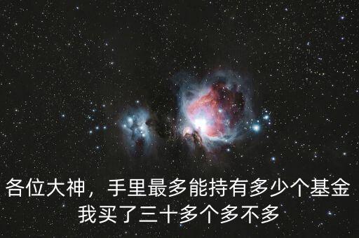 各位大神，手里最多能持有多少個基金我買了三十多個多不多