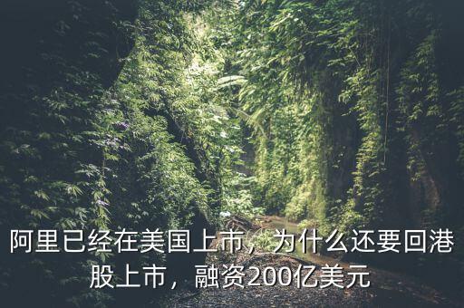 阿里已經(jīng)在美國上市，為什么還要回港股上市，融資200億美元