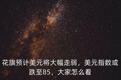花旗預計美元將大幅走弱，美元指數或跌至85，大家怎么看