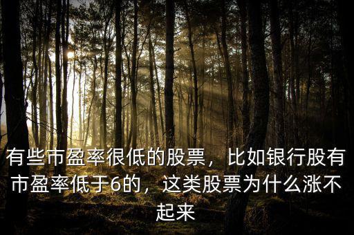 有些市盈率很低的股票，比如銀行股有市盈率低于6的，這類股票為什么漲不起來(lái)