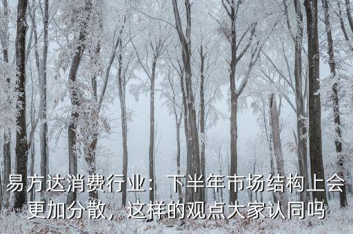 易方達消費行業(yè)：下半年市場結(jié)構(gòu)上會更加分散，這樣的觀點大家認同嗎