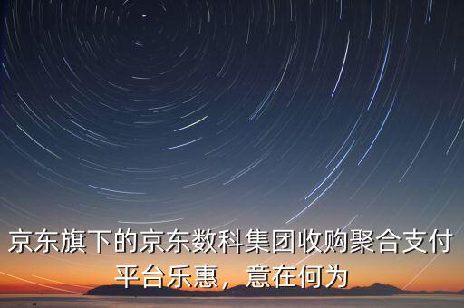 京東旗下的京東數(shù)科集團(tuán)收購聚合支付平臺樂惠，意在何為
