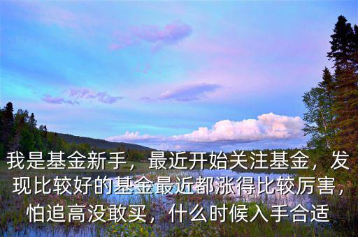我是基金新手，最近開(kāi)始關(guān)注基金，發(fā)現(xiàn)比較好的基金最近都漲得比較厲害，怕追高沒(méi)敢買，什么時(shí)候入手合適